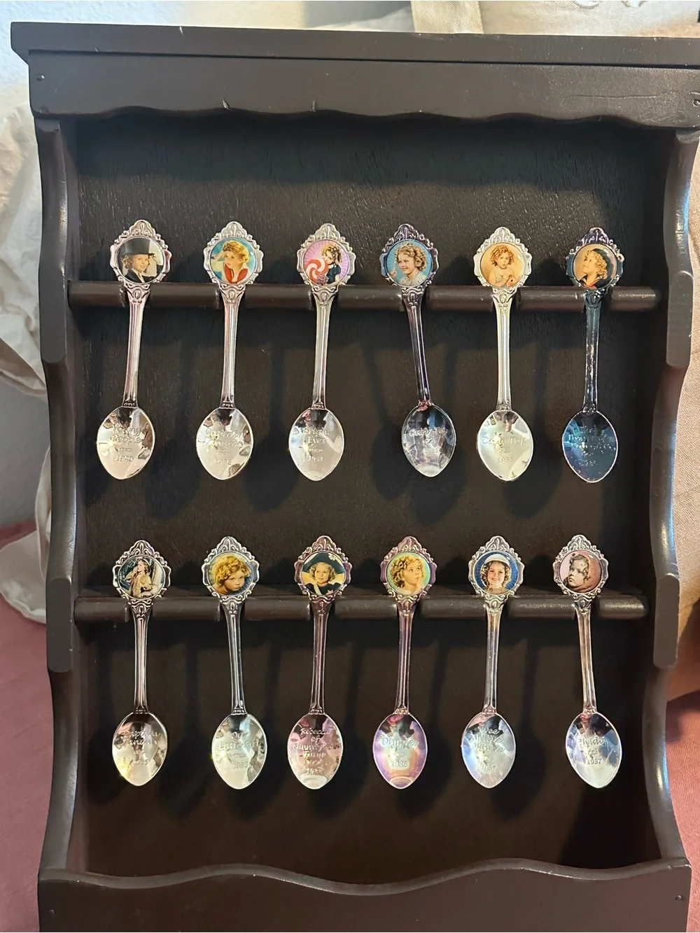 Wooden wall hanging souvenir spoon holder display